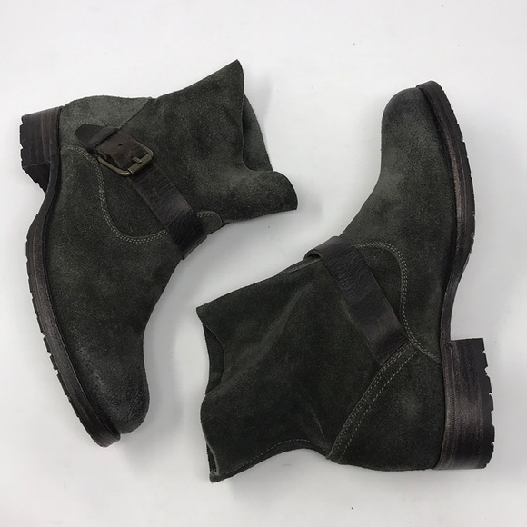n.d.c. Olive Green Suede Moto Ankle Boots - Picture 6 of 8